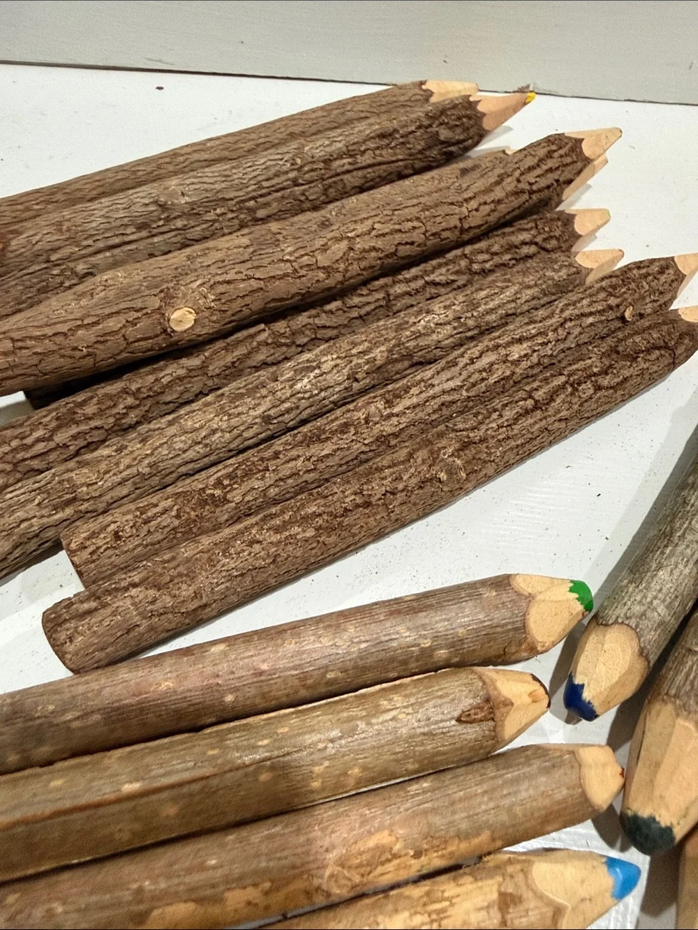 Rustic Bark Colored Pencil Set - Brown Natural Twigs Finish 33 Count